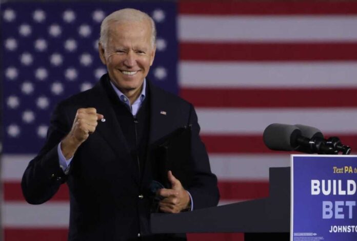 Democratic,U.s.,Presidential,Nominee,Joe,Biden,Gestures,During,A,Campaign