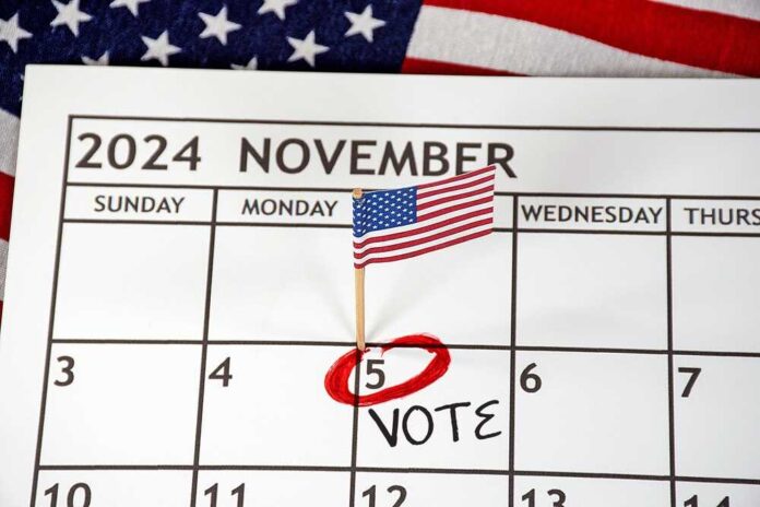 American,Flag,And,A,Red,Circle,On,November,5,Presidential