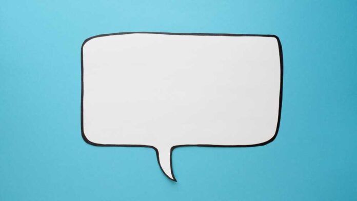 Speech,Bubble,On,A,Blue,Background.,Comic,Cloud,With,A