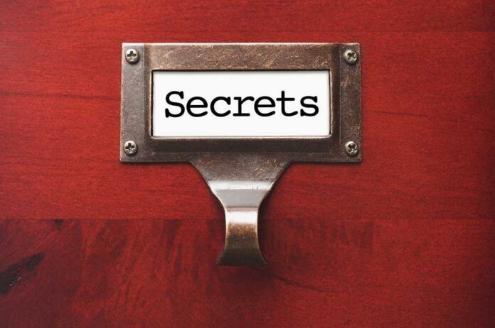 106336844 featured image Label holder with the word "Secrets" on red background.