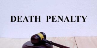 Gavel under Death Penalty text on white background