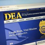 DEA website homepage with gold badge and text