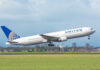 United airplane taking off from a runway
