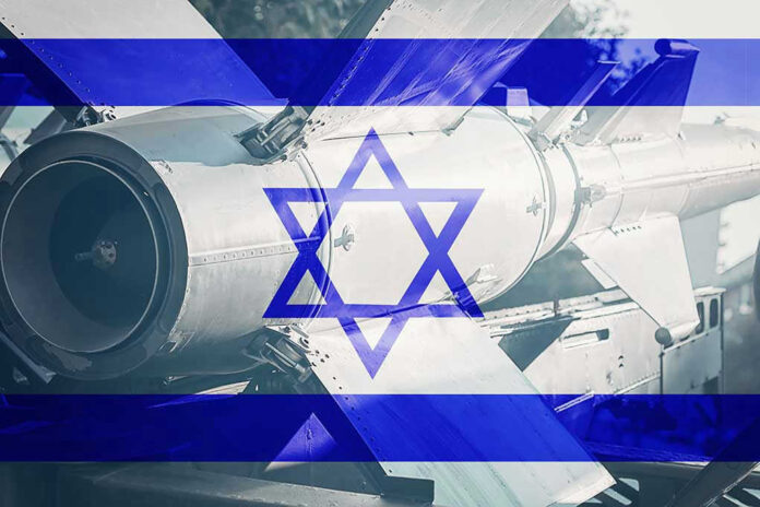 Missile with Israel flag overlay