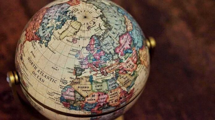 shutterstock_1295924656 Vintage globe showing Europe, North Africa, and the North Atlantic