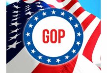 DISGUSTING: Sex Offender Opens GOP Rally GOP emblem over American flag