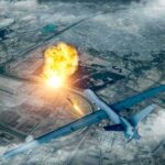 Bunker-Busting Bombs Unleashed: Iran’s Secret Missile Sites Targeted military drone launching missile over cityscape