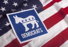 Wacky Dem Nominee Writes Song Hoping Senator Would Die Democratic Party donkey symbol on American flag